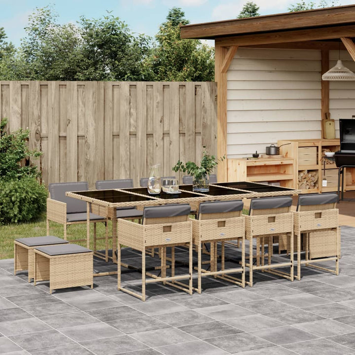 Set Mobilier De Exterior Cu Perne, 11 Piese, Negru, Poliratan