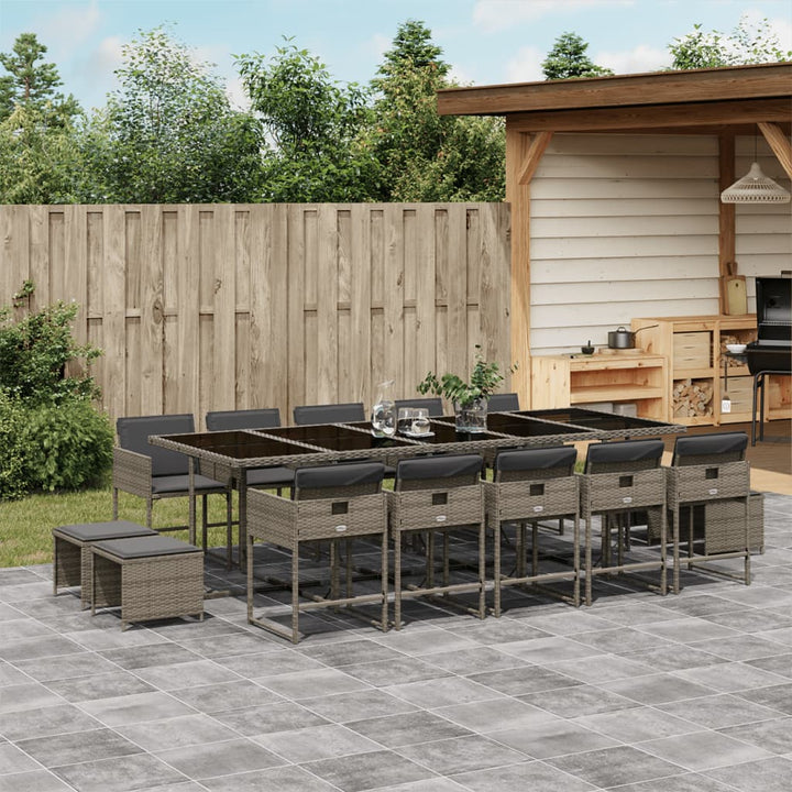 Set Mobilier De Exterior Cu Perne, 11 Piese, Negru, Poliratan