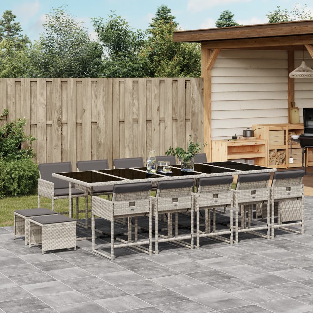 Set Mobilier De Exterior Cu Perne, 11 Piese, Negru, Poliratan