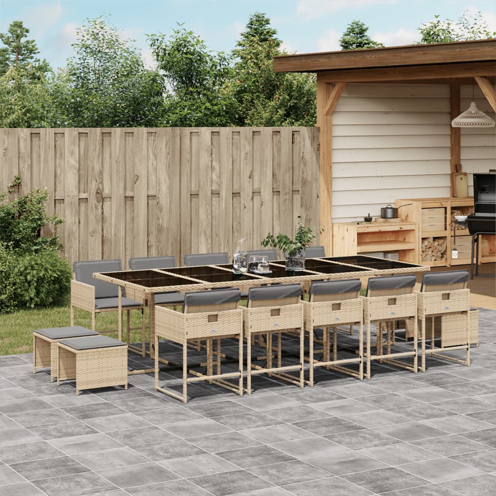 Set Mobilier De Exterior Cu Perne, 11 Piese, Negru, Poliratan