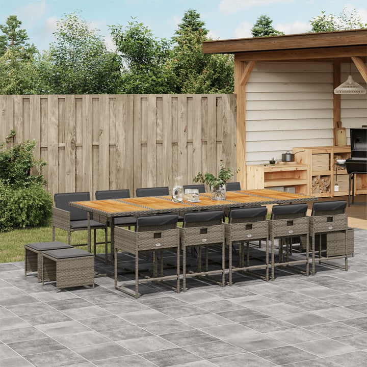 Set Mobilier De Exterior Cu Perne, 11 Piese, Negru, Poliratan