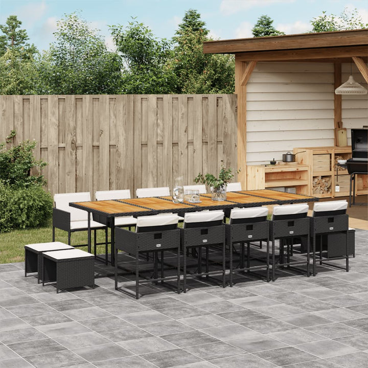 Set Mobilier De Exterior Cu Perne, 11 Piese, Negru, Poliratan