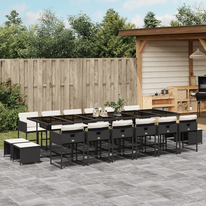 Set Mobilier De Exterior Cu Perne, 11 Piese, Negru, Poliratan