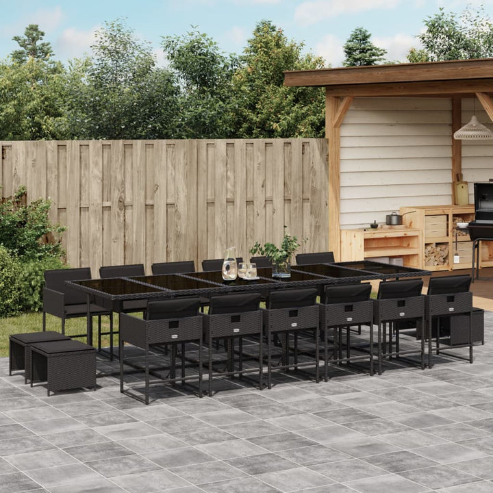 Set Mobilier De Exterior Cu Perne, 11 Piese, Negru, Poliratan