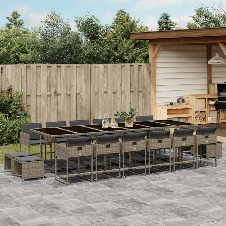 Set Mobilier De Exterior Cu Perne, 11 Piese, Negru, Poliratan