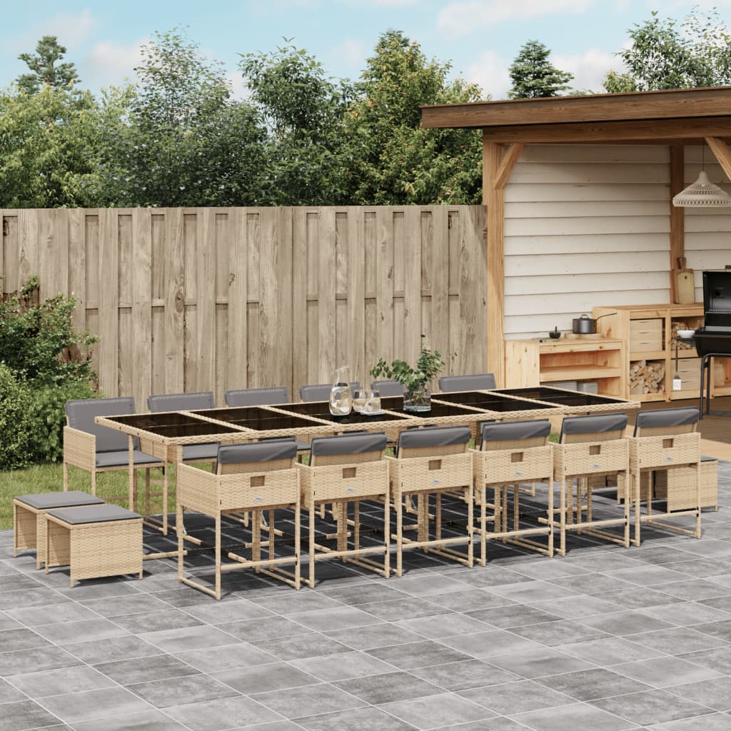 Set Mobilier De Exterior Cu Perne, 11 Piese, Negru, Poliratan
