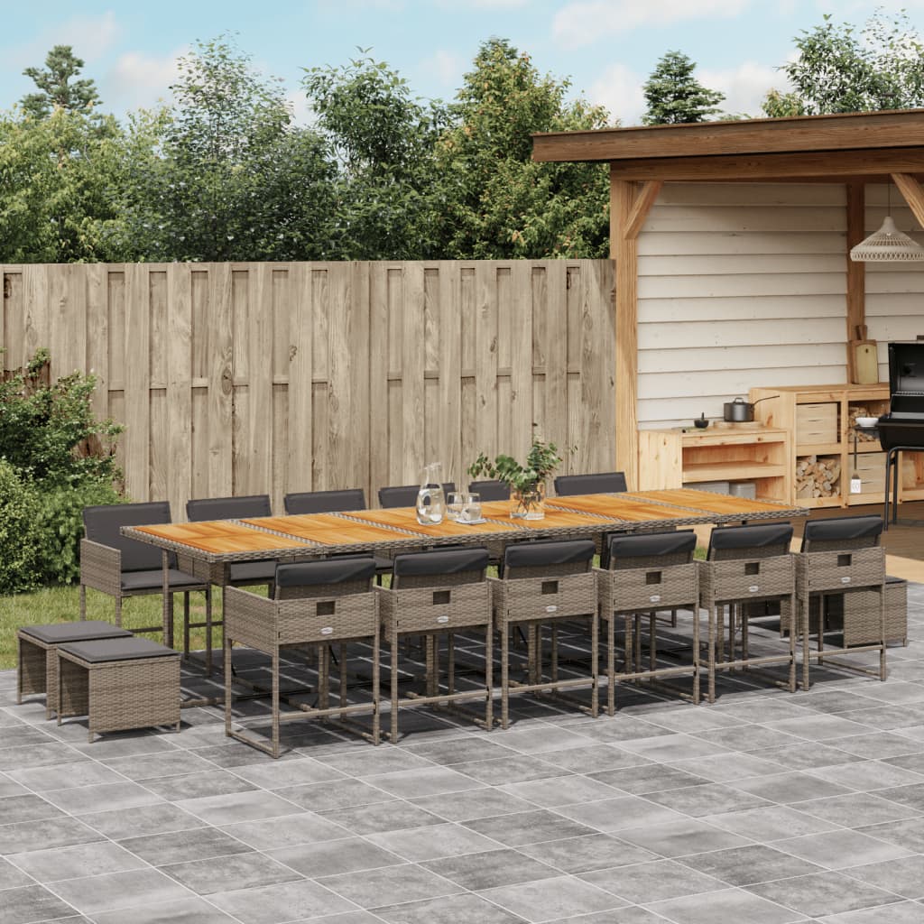 Set Mobilier De Exterior Cu Perne, 11 Piese, Negru, Poliratan