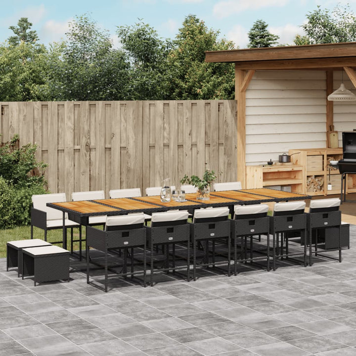 Set Mobilier De Exterior Cu Perne, 11 Piese, Negru, Poliratan