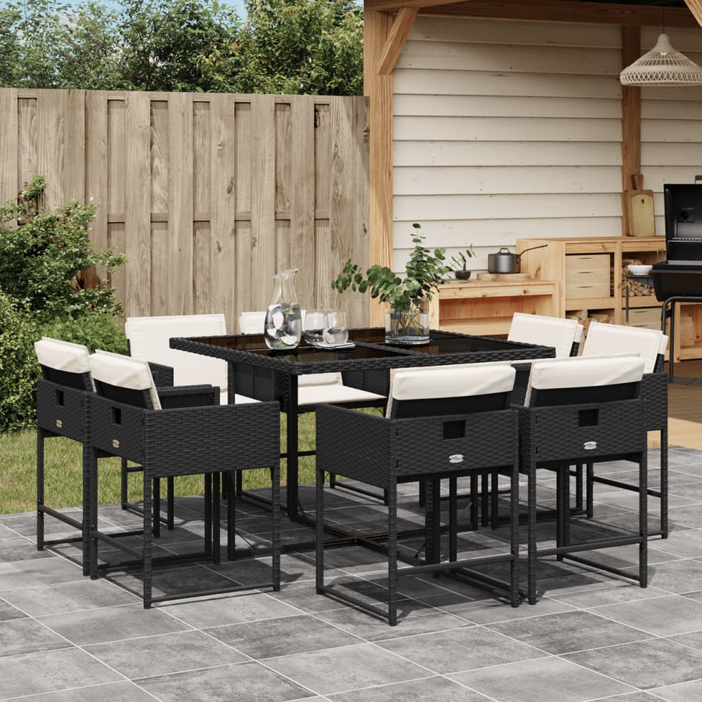 Set Mobilier De Grădină Cu Perne, 9 Piese, , Poliratan