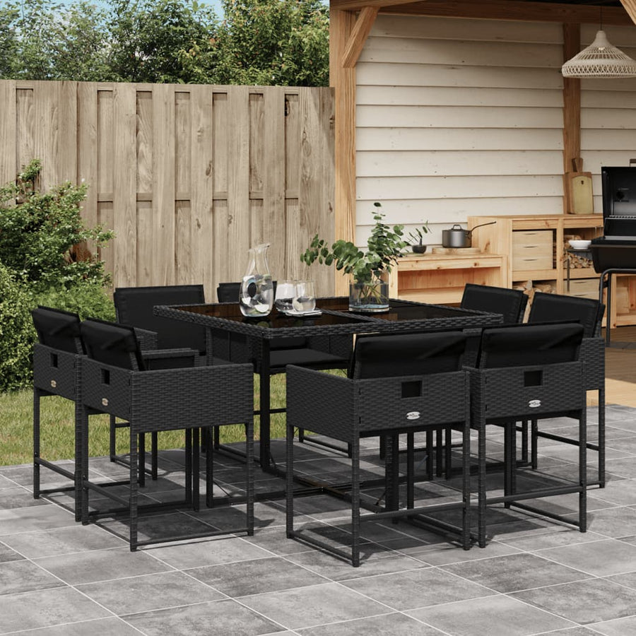 Set Mobilier De Grădină Cu Perne, 9 Piese, , Poliratan