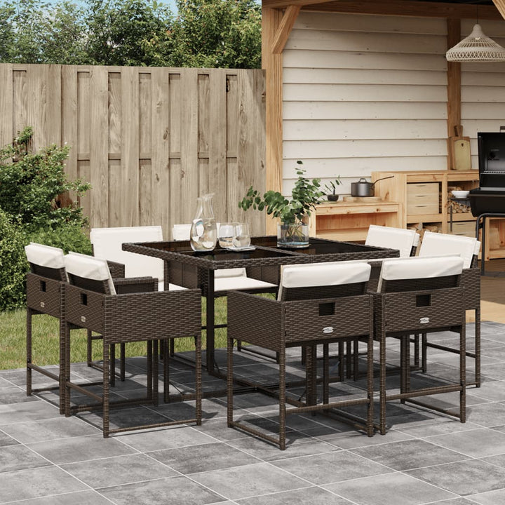 Set Mobilier De Grădină Cu Perne, 9 Piese, , Poliratan