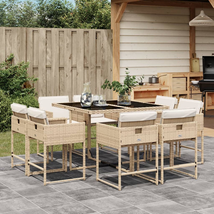 Set Mobilier De Grădină Cu Perne, 9 Piese, , Poliratan