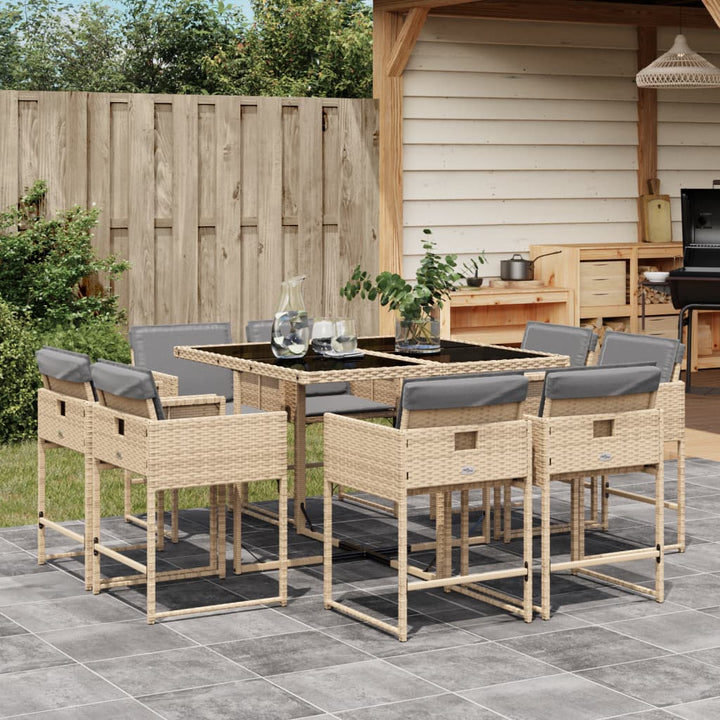 Set Mobilier De Grădină Cu Perne, 9 Piese, , Poliratan