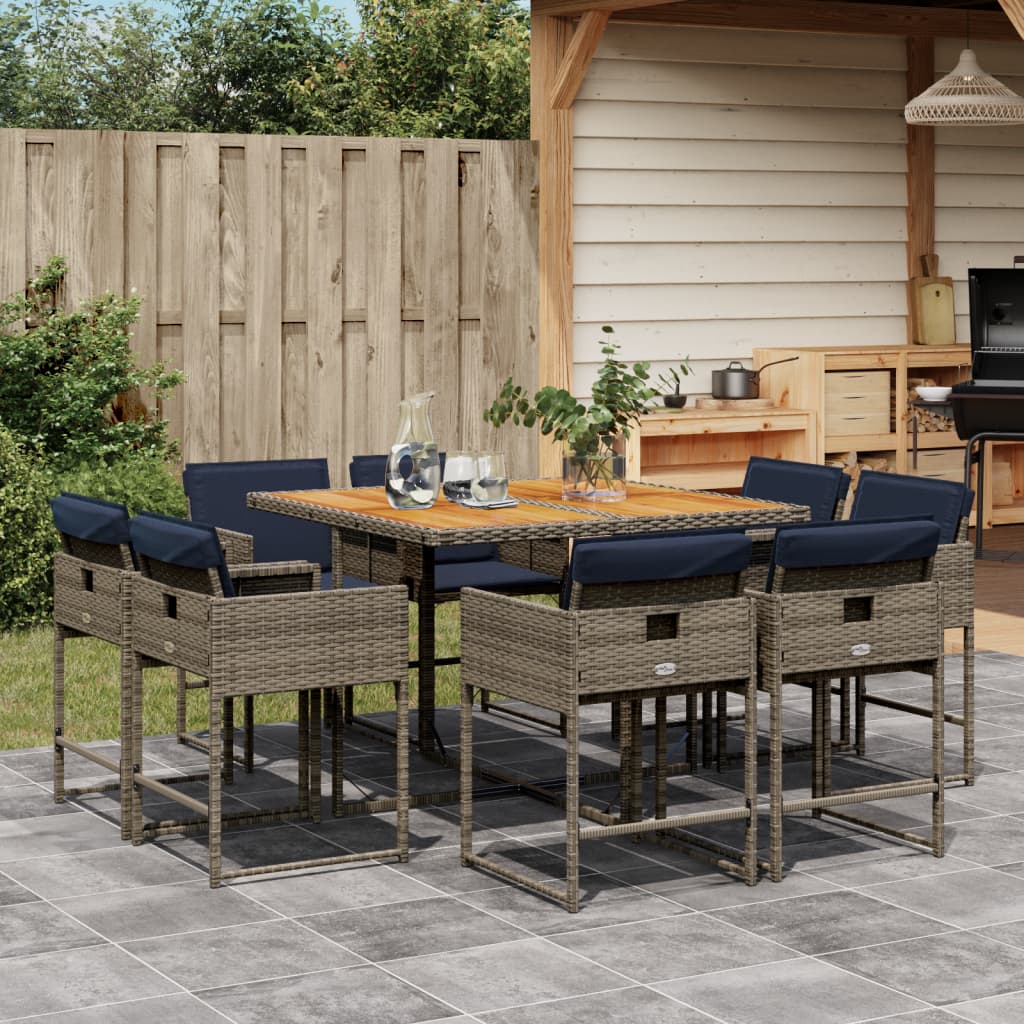 Set Mobilier De Grădină Cu Perne, 9 Piese, , Poliratan