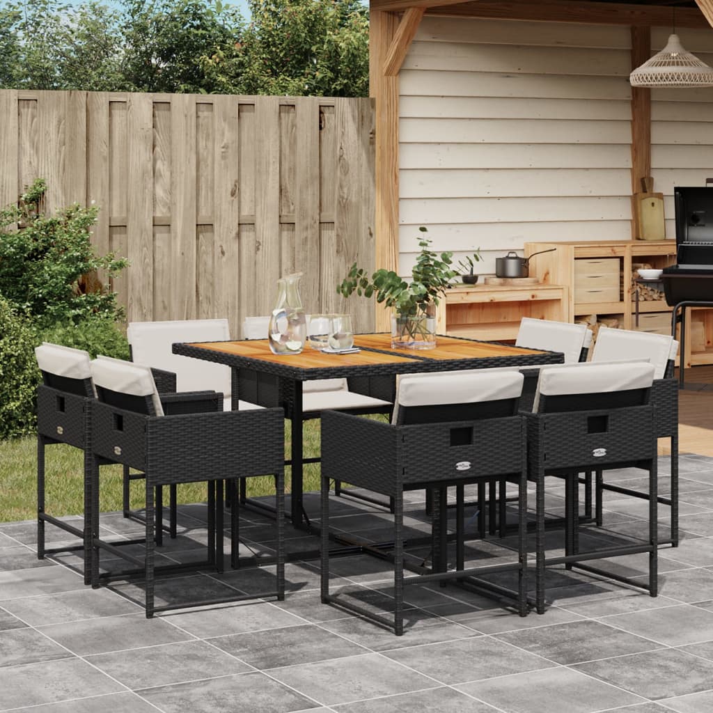 Set Mobilier De Grădină Cu Perne, 9 Piese, , Poliratan