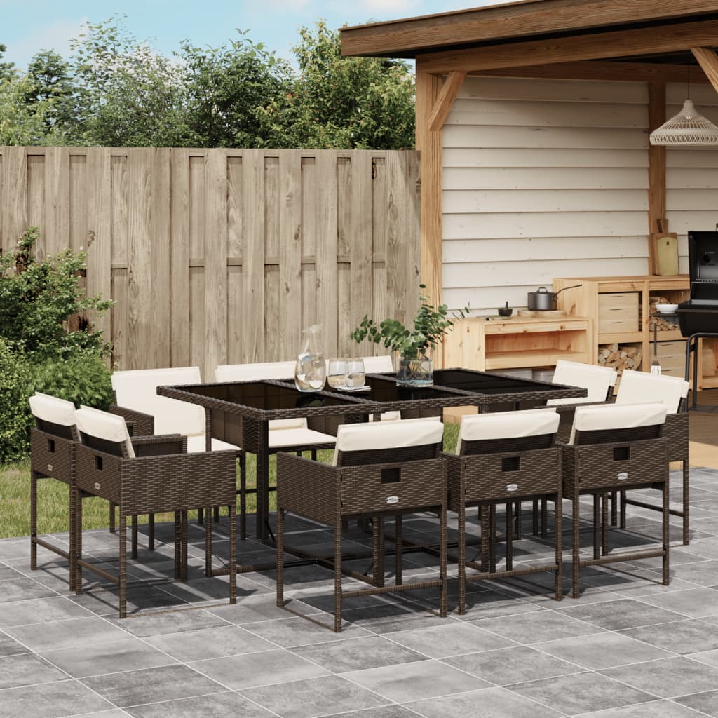Set Mobilier De Grădină Cu Perne, 9 Piese, , Poliratan