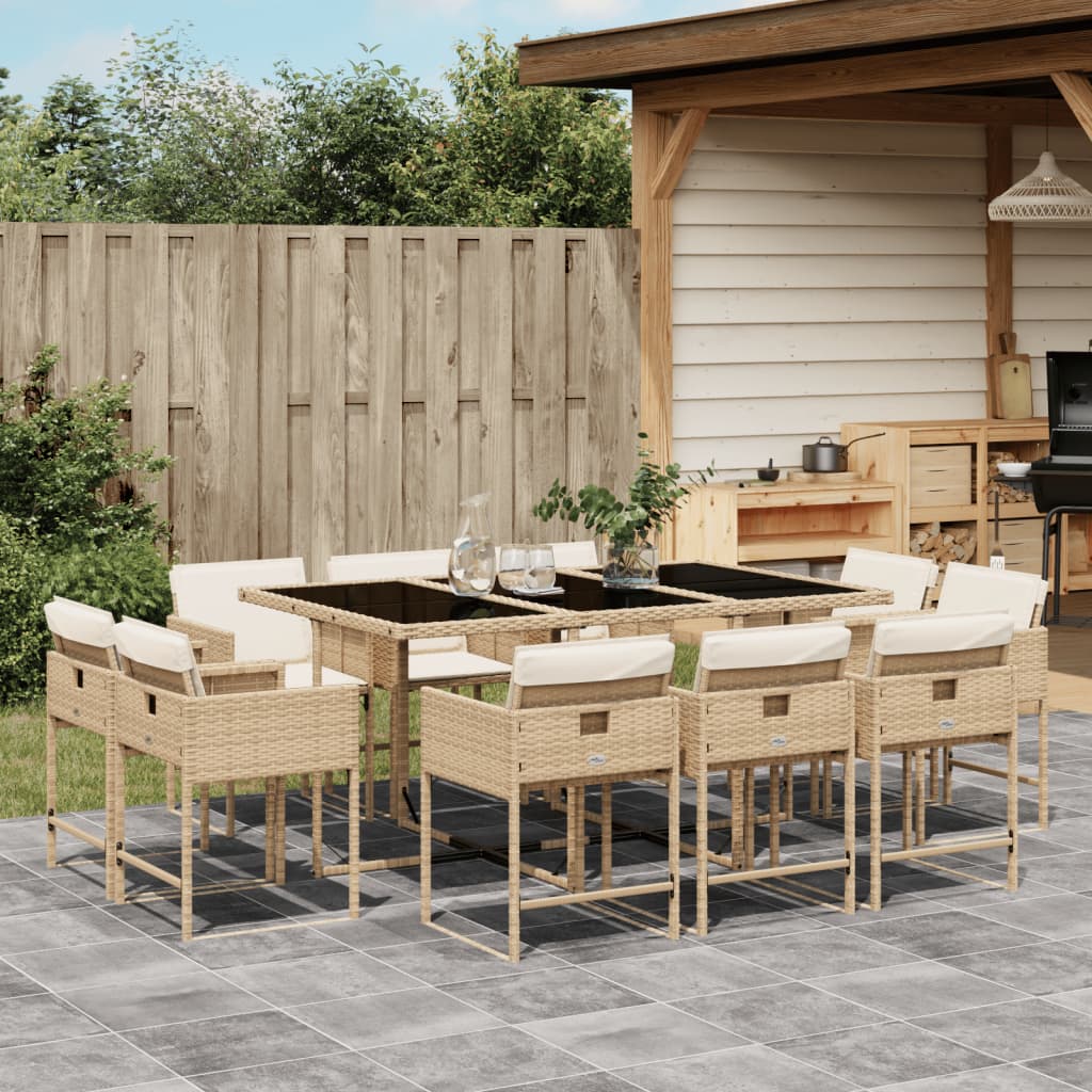 Set Mobilier De Grădină Cu Perne, 9 Piese, , Poliratan