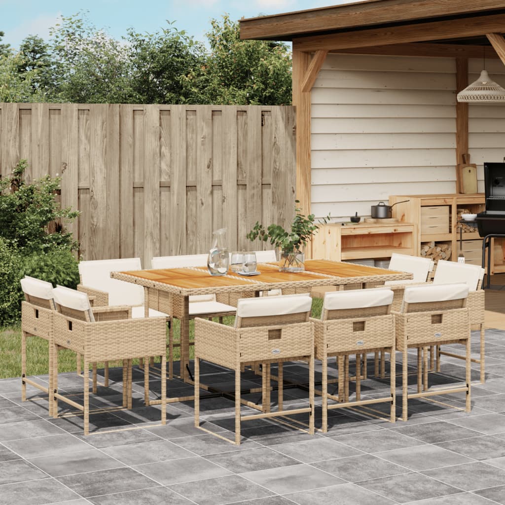 Set Mobilier De Grădină Cu Perne, 9 Piese, , Poliratan