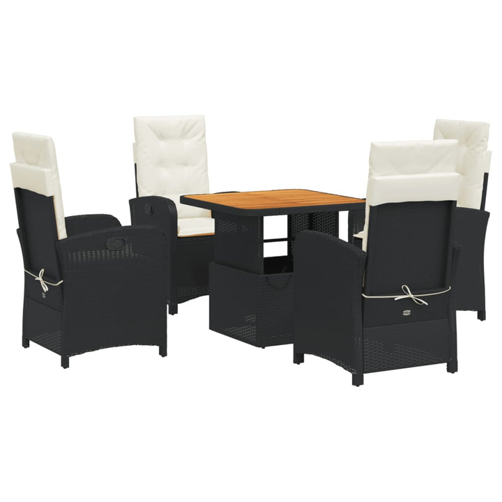 Set Mobilier De Grădină Cu Perne, 5 Piese, Negru, Poliratan