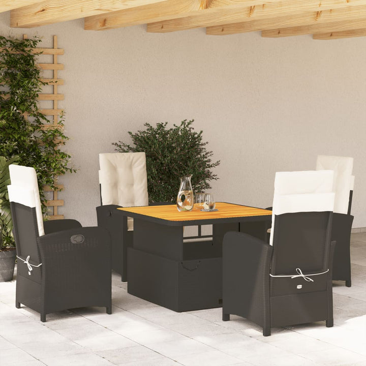 Set Mobilier De Grădină Cu Perne, 5 Piese, Negru, Poliratan