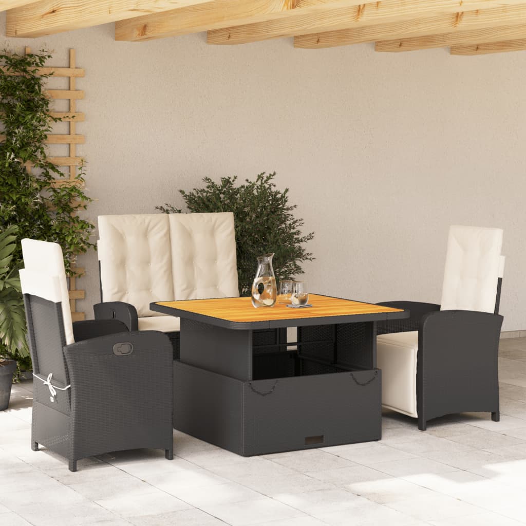 Set Mobilier De Grădină Cu Perne, 5 Piese, Negru, Poliratan