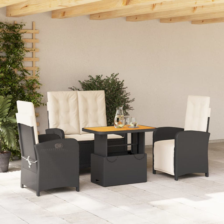 Set Mobilier De Grădină Cu Perne, 5 Piese, Negru, Poliratan