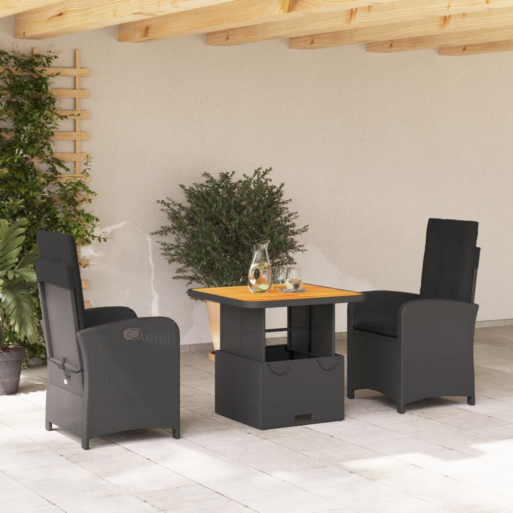 Set Mobilier De Grădină Cu Perne, 5 Piese, Negru, Poliratan