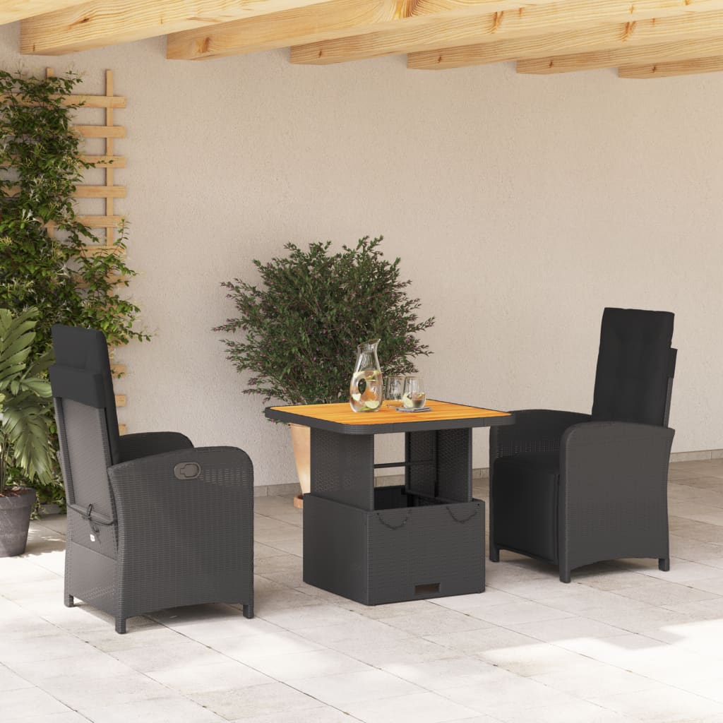 Set Mobilier De Grădină Cu Perne, 5 Piese, Negru, Poliratan