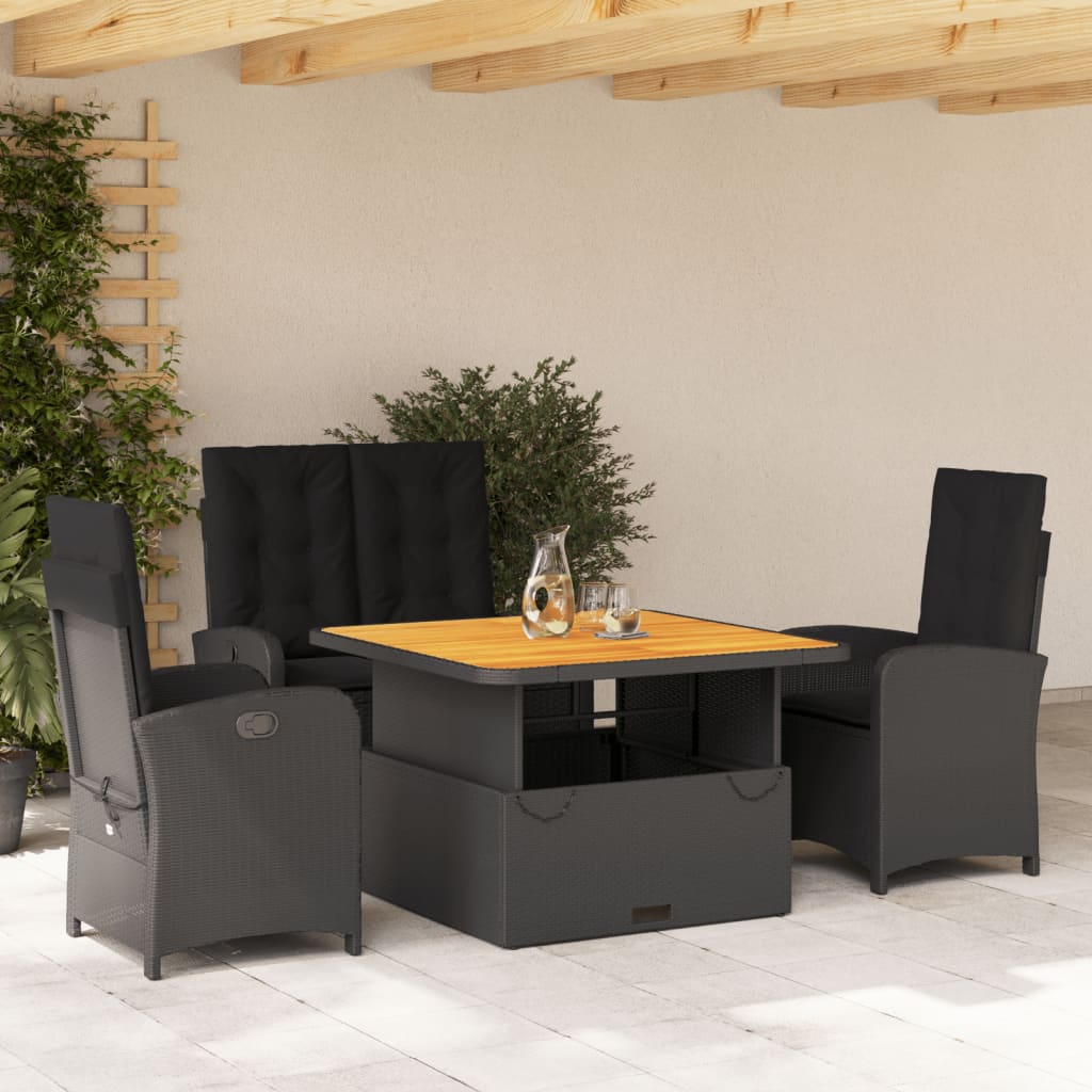 Set Mobilier De Grădină Cu Perne, 5 Piese, Negru, Poliratan