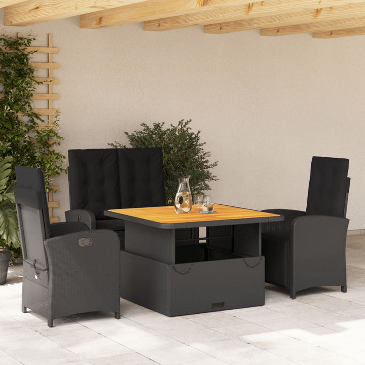 Set Mobilier De Grădină Cu Perne, 5 Piese, Negru, Poliratan