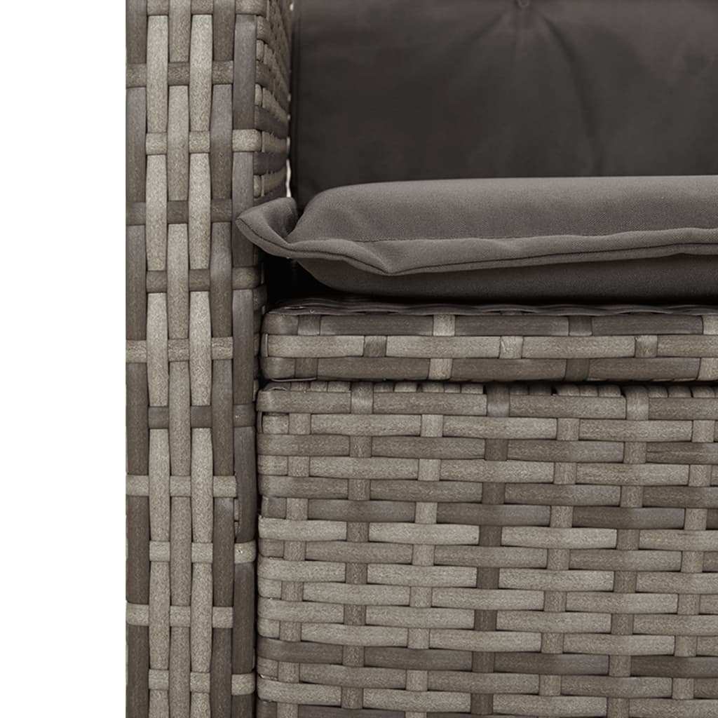 Set Mobilier De Grădină Cu Perne, 3 Piese, Gri, Poliratan