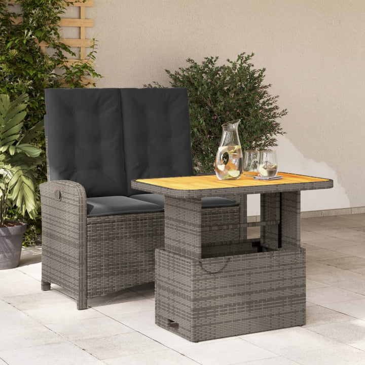 Set Mobilier De Grădină Cu Perne, 3 Piese, Gri, Poliratan