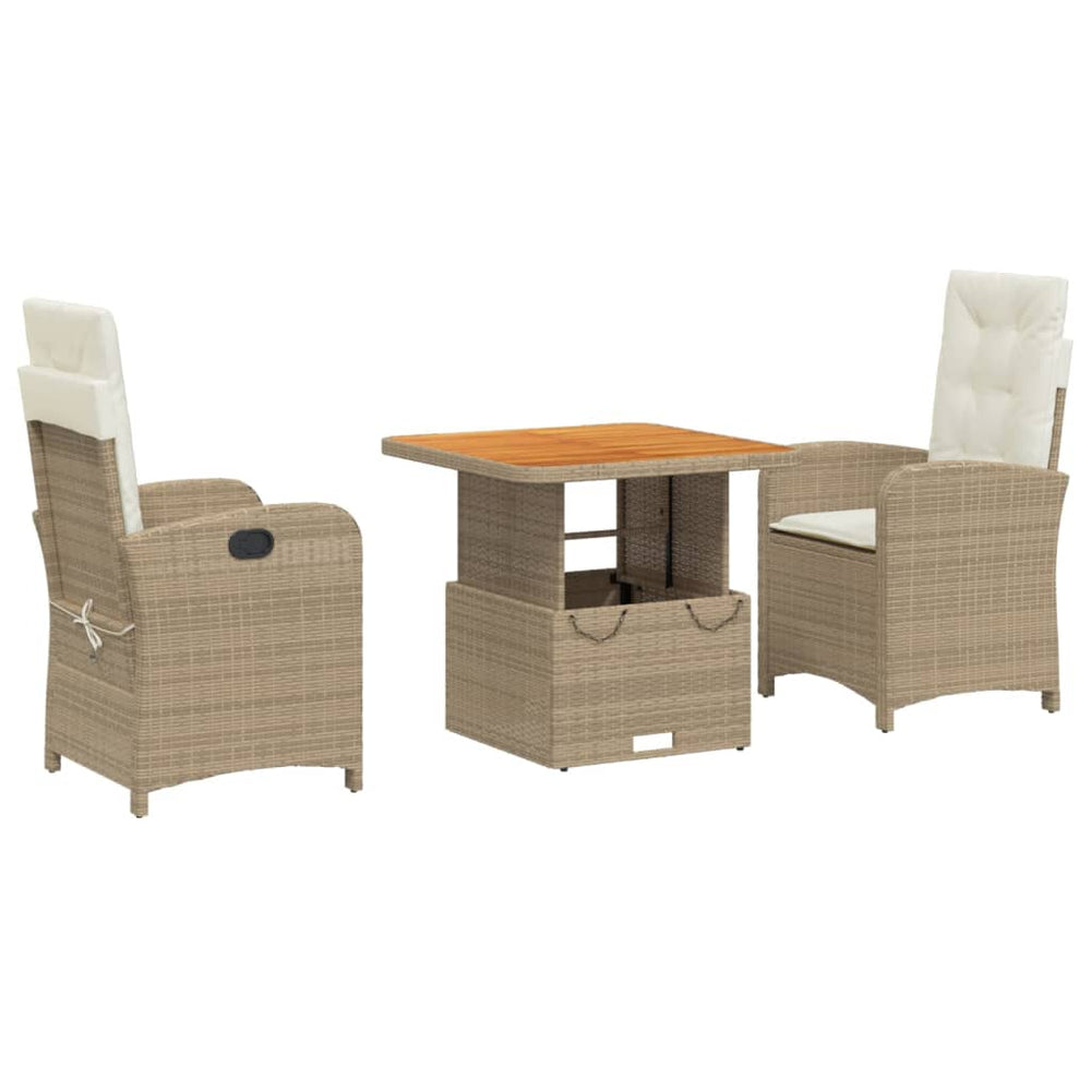 Set Mobilier De Grădină Cu Perne, 3 Piese, Bej, Poliratan