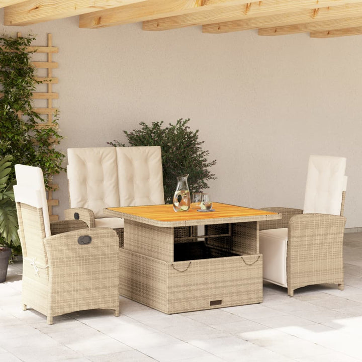 Set Mobilier De Grădină Cu Perne, 3 Piese, Bej, Poliratan