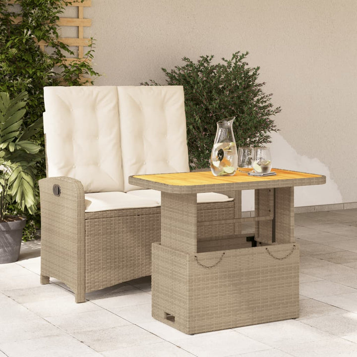 Set Mobilier De Grădină Cu Perne, 3 Piese, Bej, Poliratan