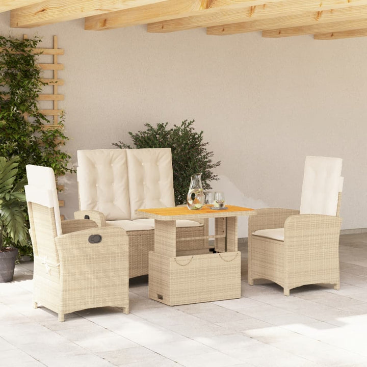 Set Mobilier De Grădină Cu Perne, 3 Piese, Bej, Poliratan