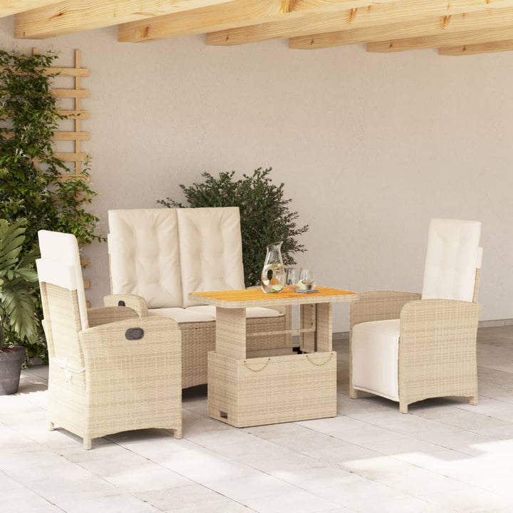 Set Mobilier De Grădină Cu Perne, 3 Piese, Bej, Poliratan