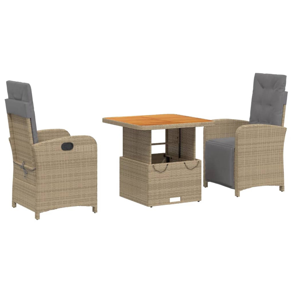 Set Mobilier De Grădină Cu Perne, 3 Piese, Bej, Poliratan
