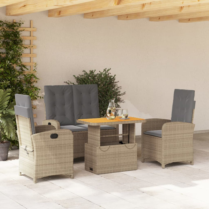 Set Mobilier De Grădină Cu Perne, 3 Piese, Bej, Poliratan