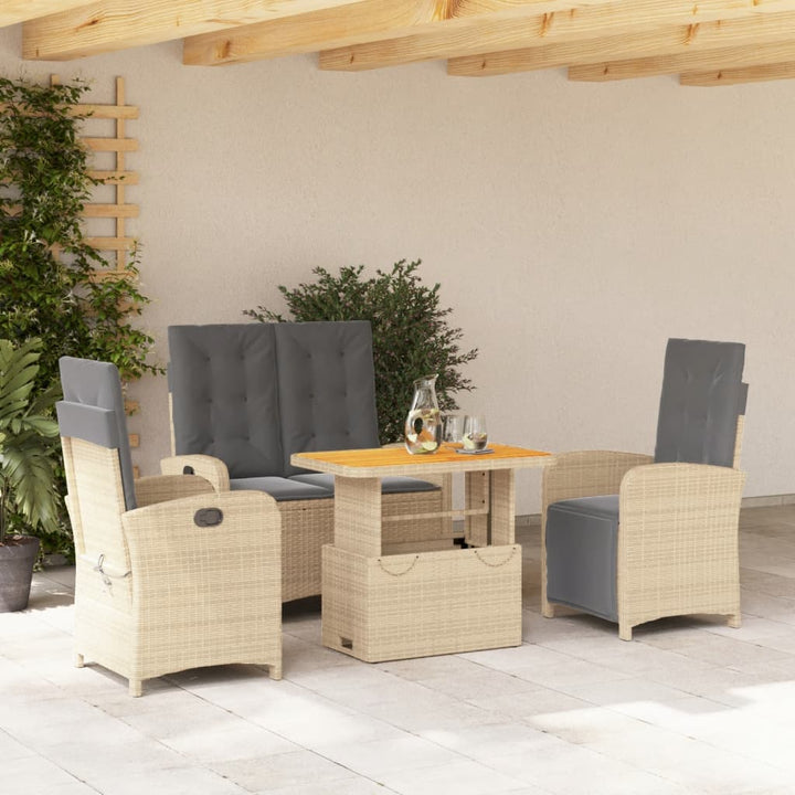 Set Mobilier De Grădină Cu Perne, 3 Piese, Bej, Poliratan