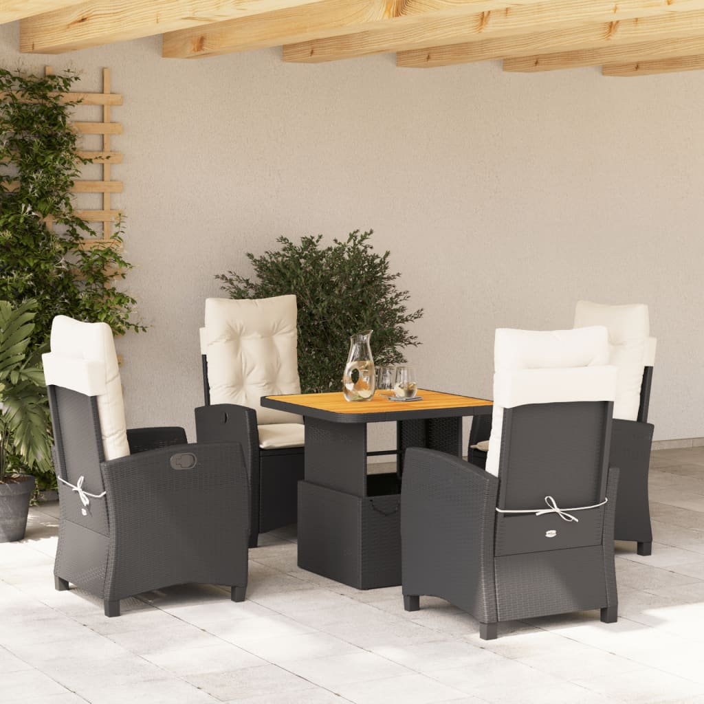 Set Mobilier De Grădină Cu Perne, 3 Piese, Negru, Poliratan
