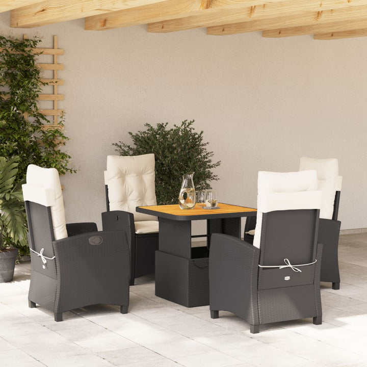 Set Mobilier De Grădină Cu Perne, 3 Piese, Negru, Poliratan