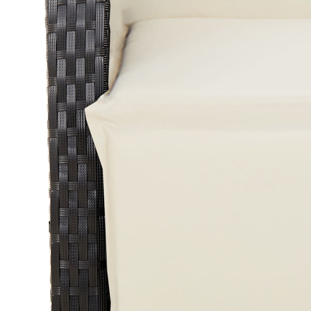 Set Mobilier De Grădină Cu Perne, 3 Piese, Negru, Poliratan