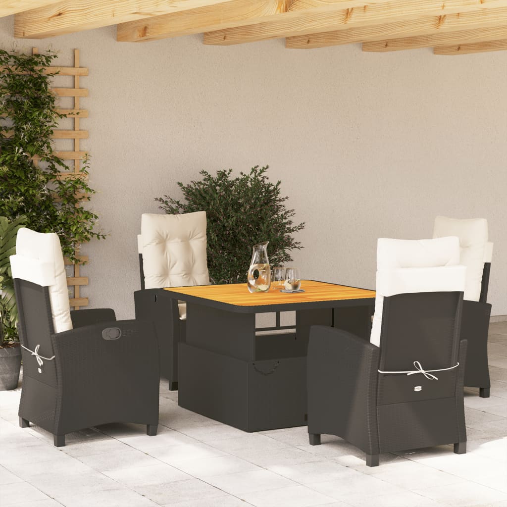 Set Mobilier De Grădină Cu Perne, 3 Piese, Negru, Poliratan