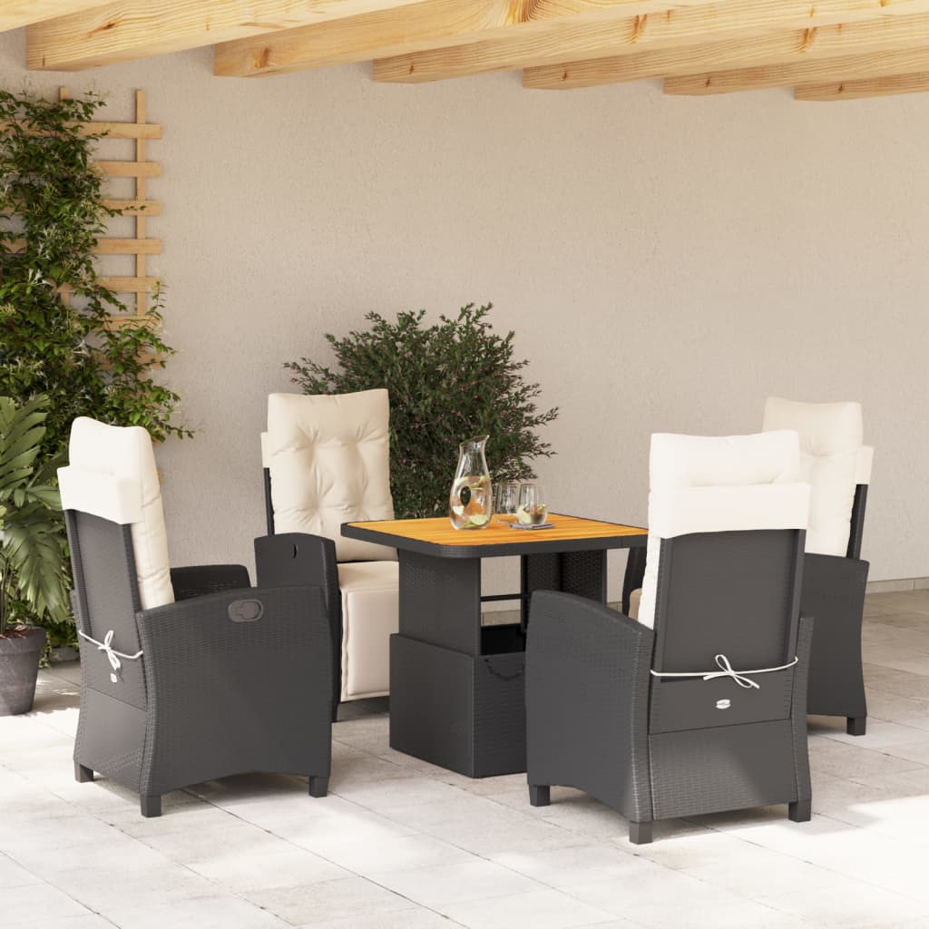 Set Mobilier De Grădină Cu Perne, 3 Piese, Negru, Poliratan