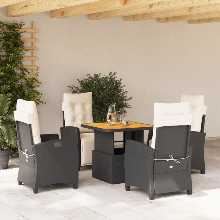 Set Mobilier De Grădină Cu Perne, 3 Piese, Negru, Poliratan