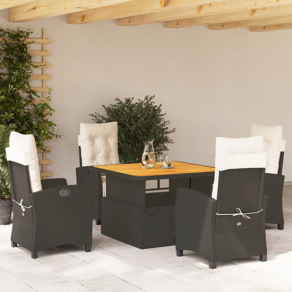 Set Mobilier De Grădină Cu Perne, 3 Piese, Negru, Poliratan