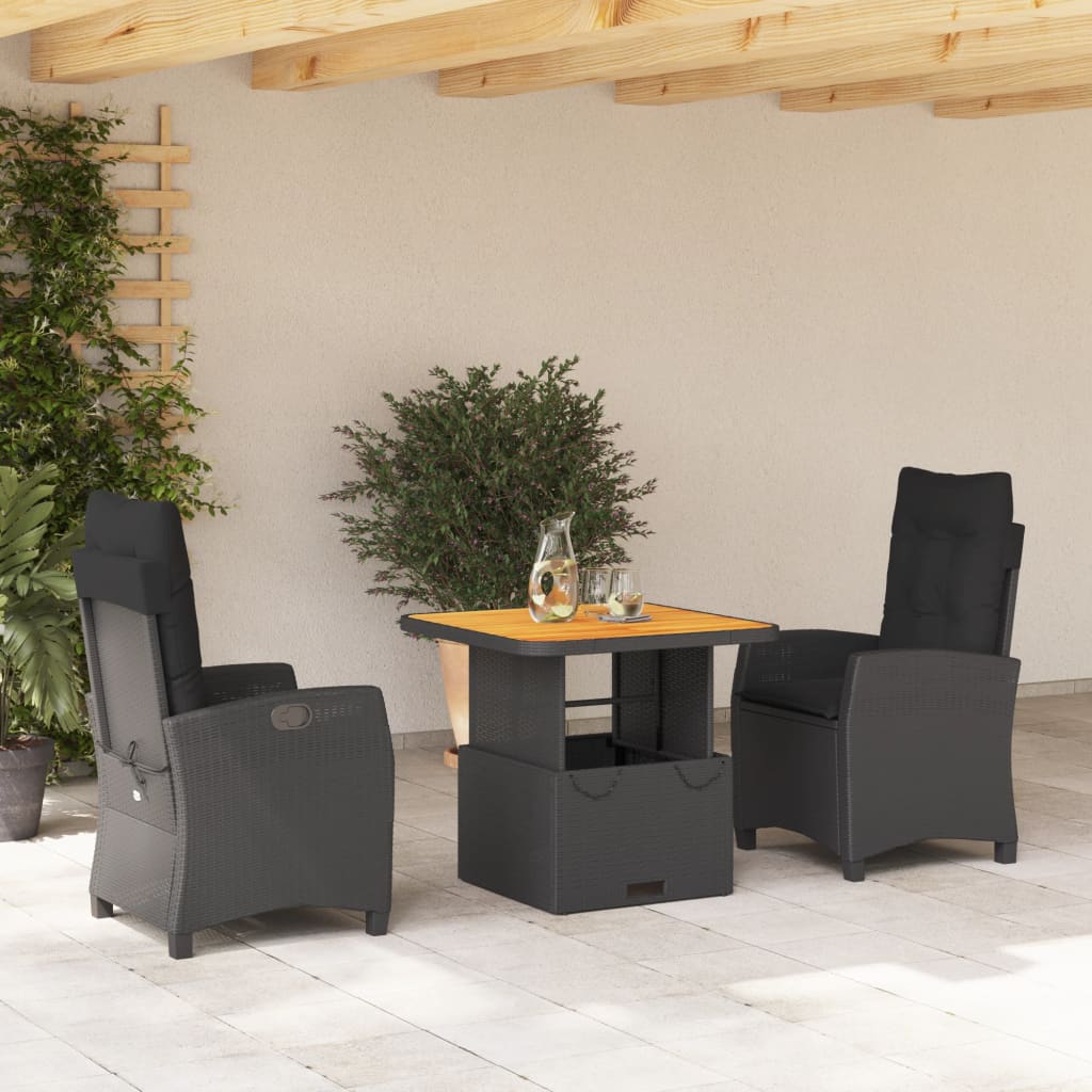 Set Mobilier De Grădină Cu Perne, 4 Piese, Negru, Poliratan