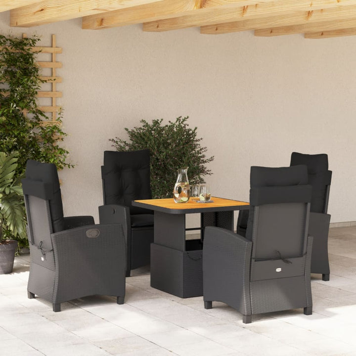 Set Mobilier De Grădină Cu Perne, 4 Piese, Negru, Poliratan