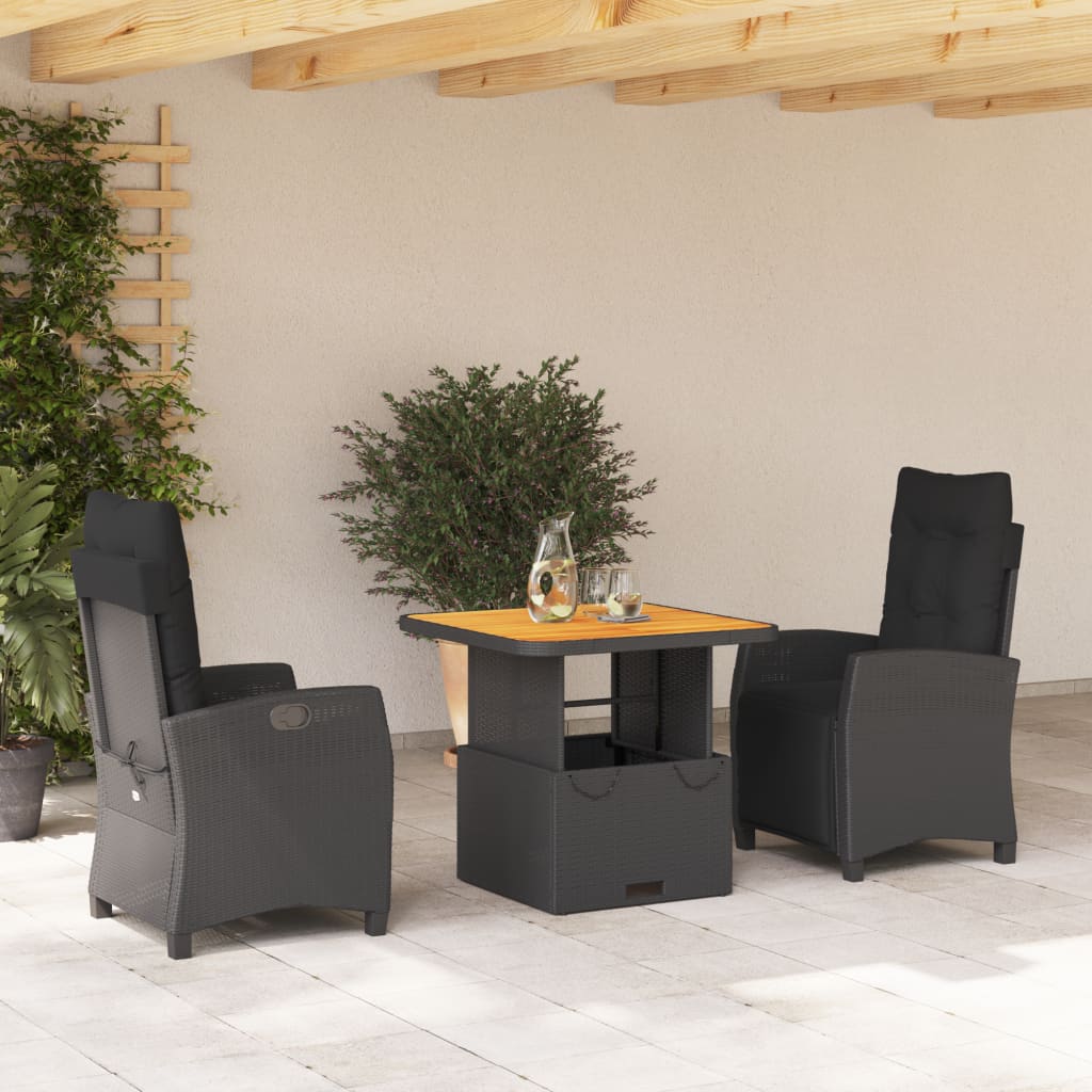 Set Mobilier De Grădină Cu Perne, 4 Piese, Negru, Poliratan